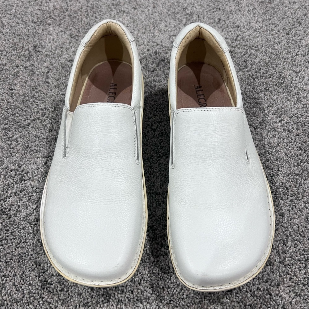 Alegria Men’s Oz White Tumbled Genuine Leather Loafers Slip On Size EU 46 US 12